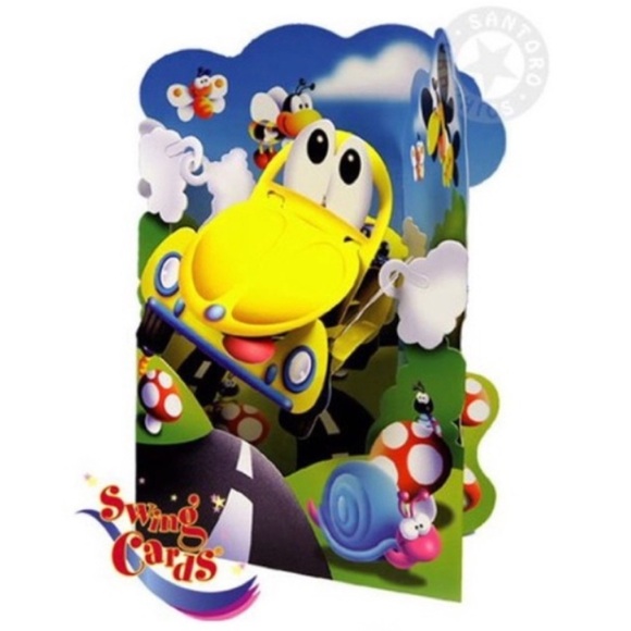 Santoro Interactive 3D Swing Greeting Card, Yellow Car - Picture 1 of 3